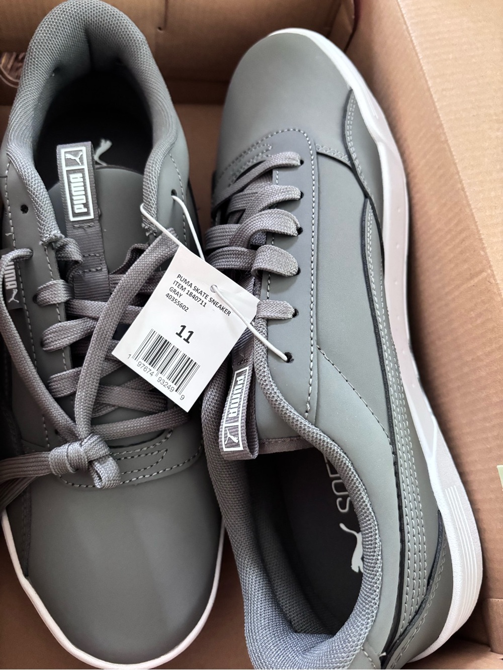 Puma Gray Low-Top Lace-Up Sneakers